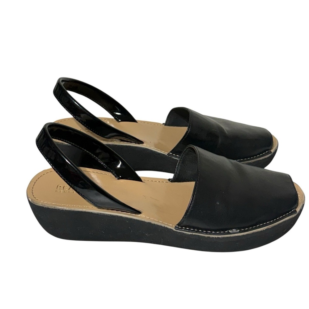 Kenneth Cole Reaction Women's Fine Glass Wedge Sandals Black Size 8.5